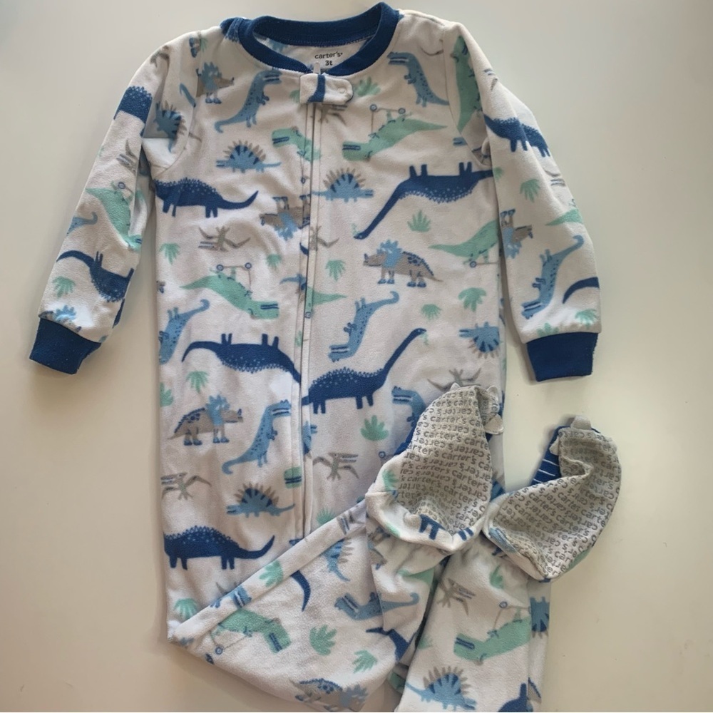 Carter's Blue and Green Dinosaur Footie